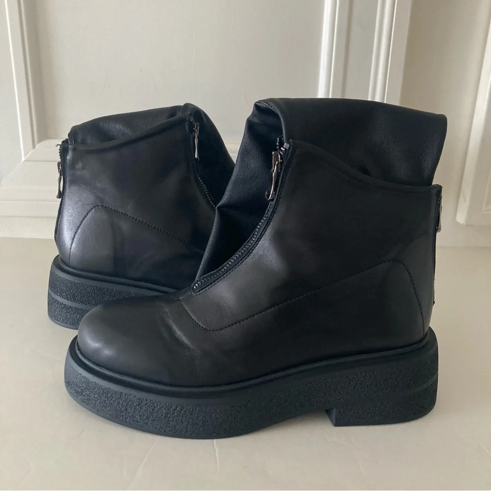 NIB Free People Sasha Stretch OTK Black Leather Boots Sz 39